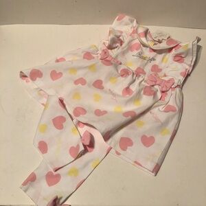 Little A Janice Pastel Hearts Heart Print Legging Set - Bright White